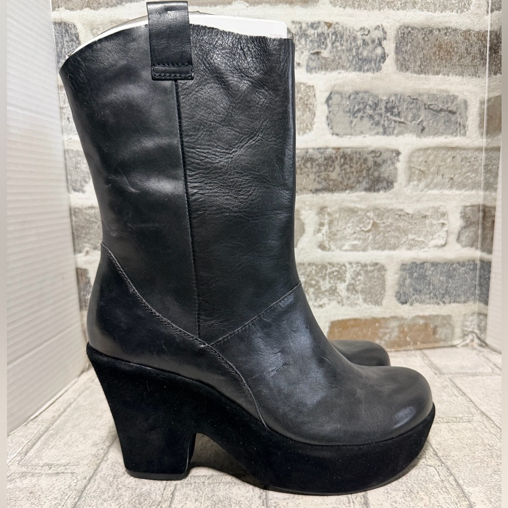 Kork ease black leather/suede platform boots size 10